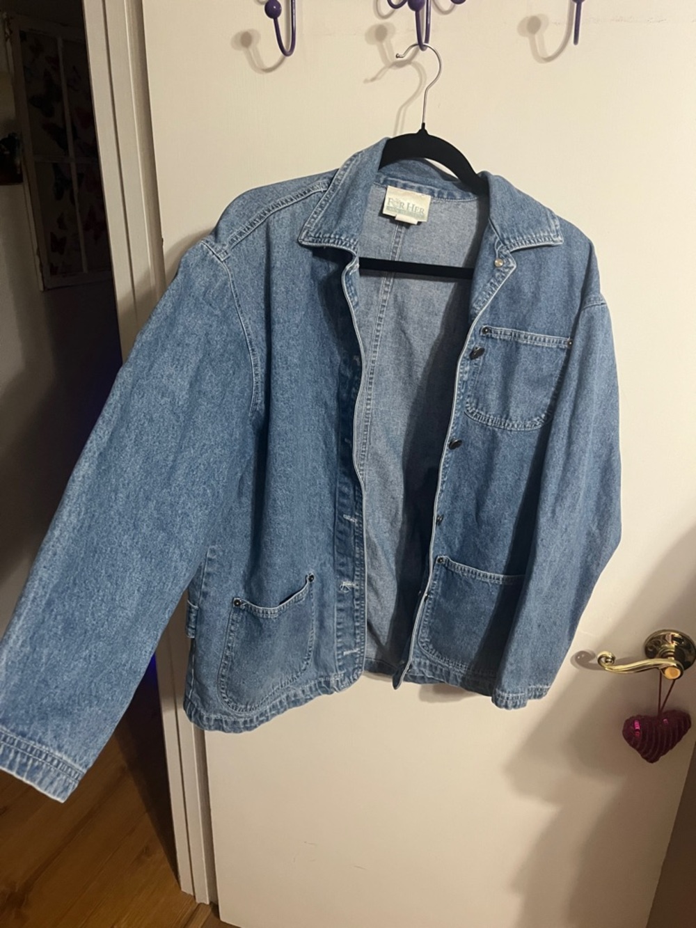 💜 Small Vintage Van Heusen Light Blue Denim Jean Jacket
